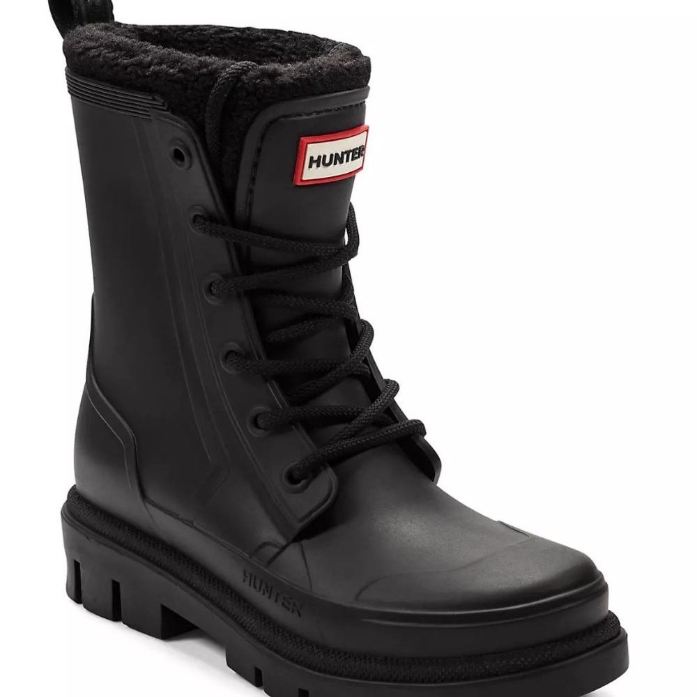 Hunter Black Insulated Lace-Up Boots - Picture 2 of 7